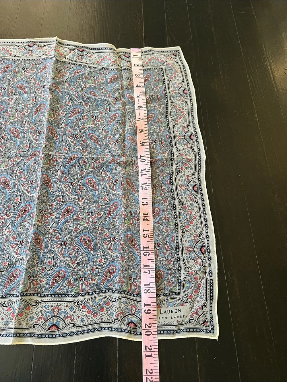 Lauren Ralph Lauren Blue and Pink Paisley Silk Scarf